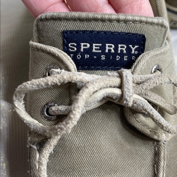 Sperry Top-Sider Casual Canvas Boat Shoes Light Olive Green 2 Eye Size 8.5 - Picture 10 of 11